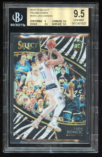 2018-19 Select Prizm Courtside ZEBRA #229 Luka Doncic BGS 9.5 Gem Mint Rookie RC