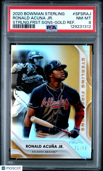 2020 Bowman Sterling Sterling First Signs Ronald Acuna JR. #SFSRAJ Strlng. Frst. Sgns Gold Refractor /50 PSA 8