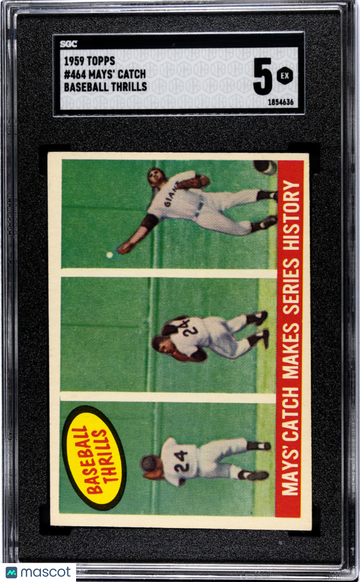 1959 Topps Mays' Catch #464 Baseball Thrills SGC 5