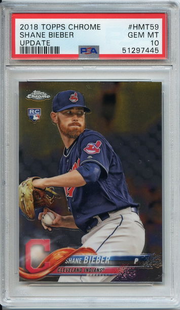 Shane Bieber Topps Chrome Update Rookie PSA 10 NEP 445
