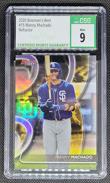 2020 Bowman's Best #15 Manny Machado Refractor CSG 9 Mint