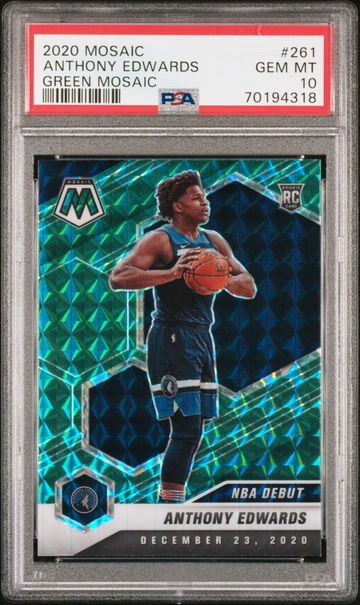 2020 Panini Mosaic Green Prizm Anthony Edwards Rookie RC #261 PSA 10