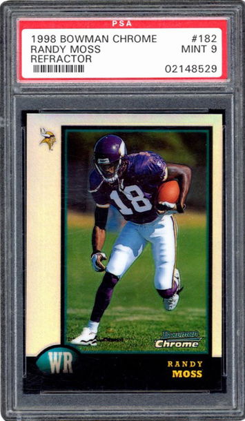 1998 Bowman Chrome REFRACTOR Randy Moss ROOKIE RC #182 PSA 9