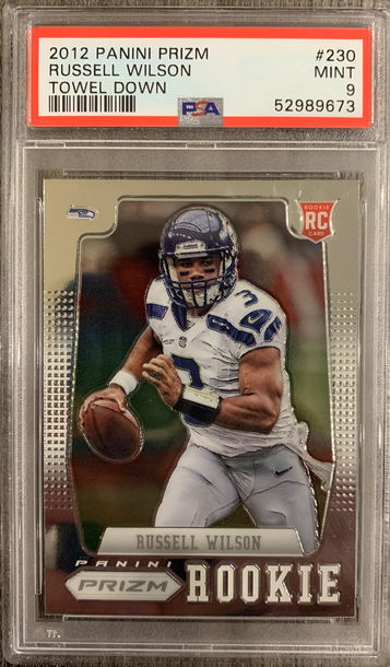 2012 Panini Prizm Russell Wilson Towel Down RC Rookie PSA 9