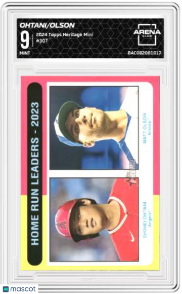 2024 Topps Heritage Mini Home Run Leaders - 2023 (Shohei Ohtani / Matt Olson) LL #307 Arena Club 9