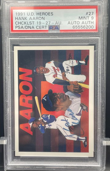 1991 upper deck heroes hank Aaron PSA 9