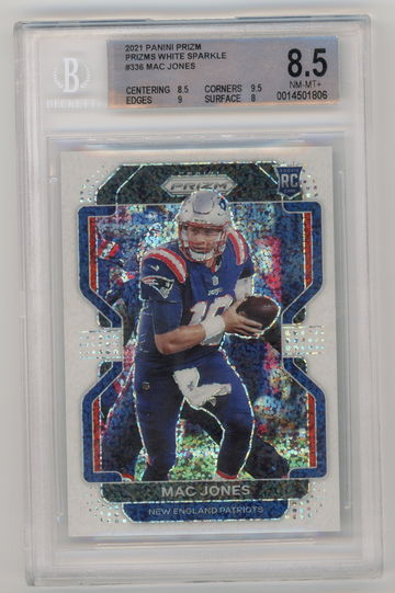 Mac Jones 2021 Prizm White Sparkle /20 BGS 8.5