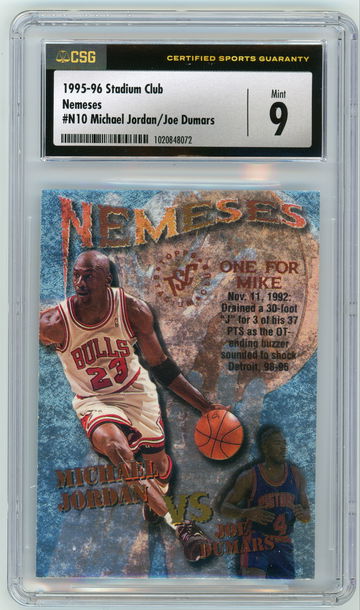 MICHAEL JORDAN 1995-96 Stadium Club Nemeses #N10 CSG 9 Joe Dumars