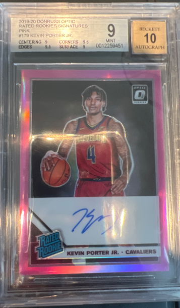 2019-2020 optic rated rookie signatures pink kevin porter jr bgs 9 #12/25