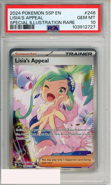 2024 POKEMON SSP EN-SURGING SPARKS LISIAS APPEAL #246 SP ILL RARE PSA 10