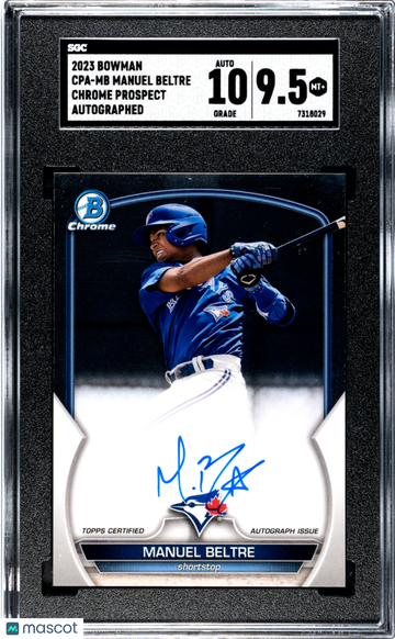 2023 Bowman Manuel Beltre #CPA-MB CHR. Pros. Autograph SGC 9.5 Auto 10