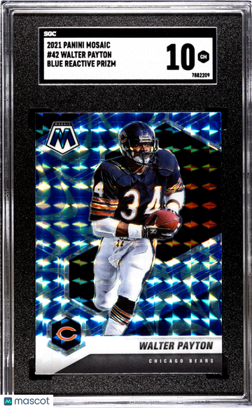2021 Panini Mosaic Walter Payton #42 Blue Reactive Prizm SGC 10