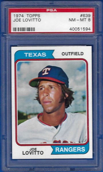 1974 Topps Joe Lovitto #639 *PSA 8* Texas Rangers