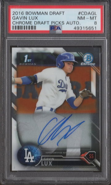 2016 Bowman Chrome Draft Gavin Lux AUTO PSA 8