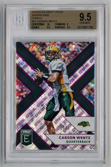 2018 Elite Draft Picks Aspirations Purple /99  Carson Wentz BGS 9.5