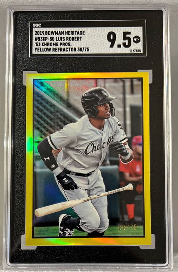2019 Bowman Heritage Luis Robert RC #30/75 Chrome Yellow Refractor Sp SGC 9.5 