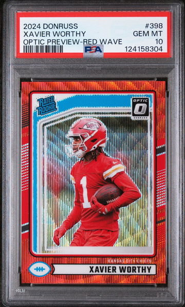 2024 Donruss Donruss Red Wave Xavier Worthy #398 PSA 10