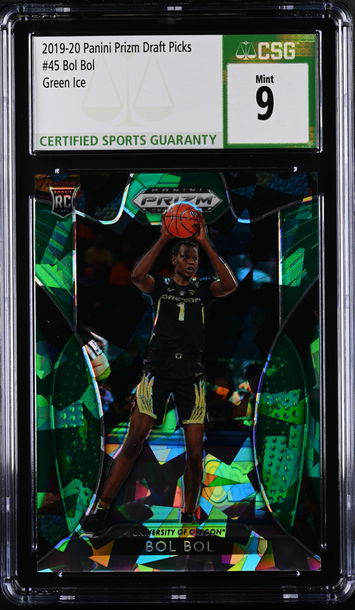 2019-20 Panini Prizm Draft Picks FOTL Rookie Green Ice Prizm /18  RC Bol Bol CSG 9 Mint 