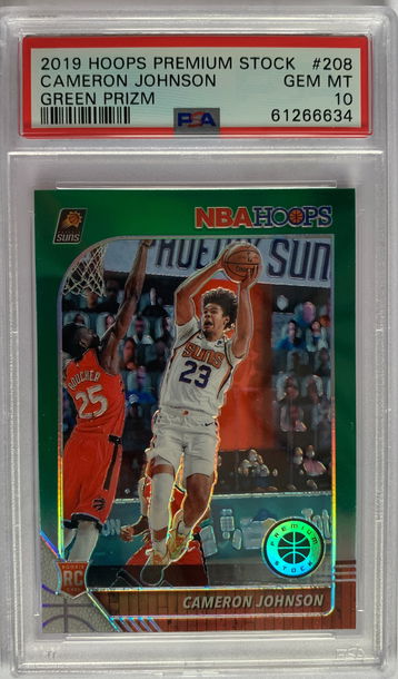 2019 Hoops Premium Stock Cameron Johnson Green Prizm PSA 10 