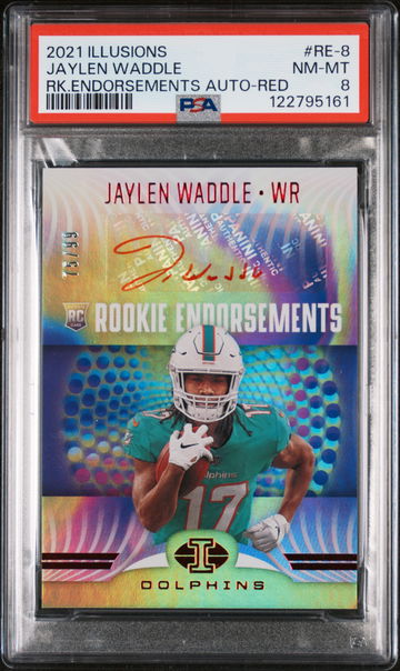 2021 Illusions #RE-8 Jaylen Waddle Rookie Endorsements /99 PSA 8