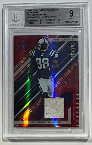 2004 Leaf Rookies & Stars Longevity Materials Ruby #40 Marvin Harrison /150