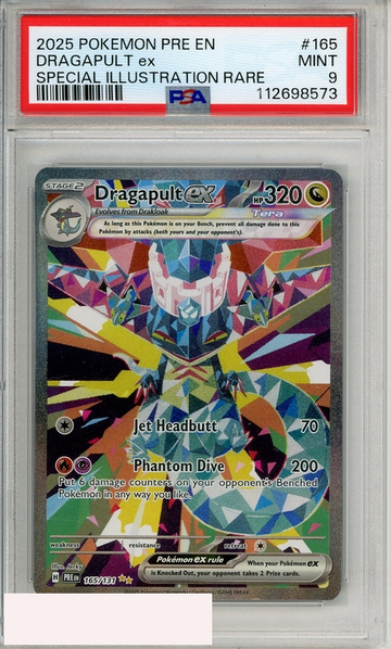 2025 POKEMON PRE EN-PRISMATIC EVOLUTIONS DRAGAPULT EX #165 SIR PSA 9