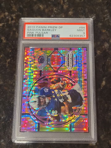 2019 Panini Prizm Draft Picks Saquon Barkley Pink Pulsar Stained Glass #84 PSA 9
