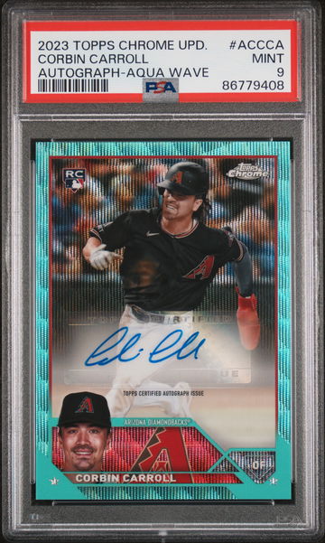 2023 Topps Chrome Update Autograph Aqua Wave Refractor Corbin Carroll #ACCCA /199 PSA 9