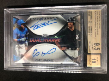 VLADIMIR GUERRERO JR. ELOY JIMENEZ 2019 Topps Chrome Rookie Auto #/25 BGS 9.5