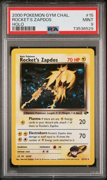 2000 Pokemon Gym Challenge Holo Rocket's Zapdos #15 PSA 9