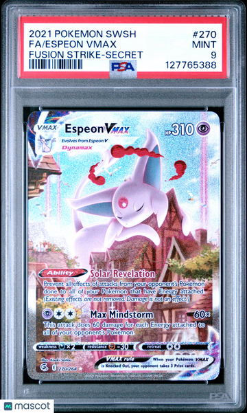 Sword & Shield Fusion Strike Espeon VMAX Holo Secret Rare FA PSA 9 #270