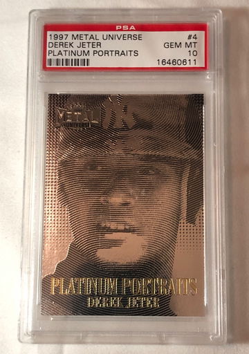 1997 METAL UNIVERSE DEREK JETER,(4 of 10) Platinum Portrait GEM-MT 10  HOF2021