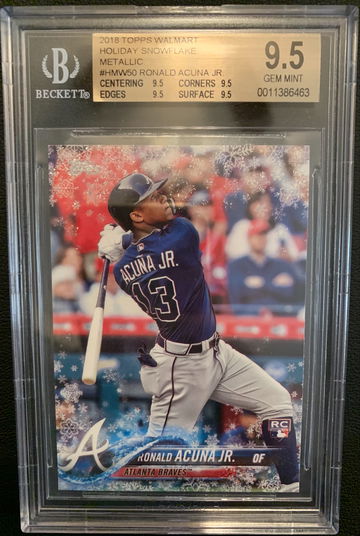 2018 Topps Holiday Ronald Acuna Metallic Snowflake 9.5 TRUE GEM