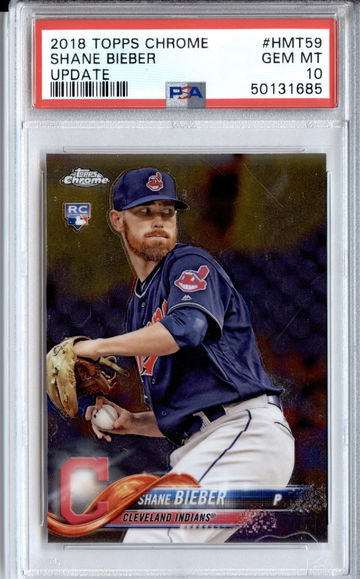 2018 Topps Chrome Update #HMT59 Shane Bieber RC PSA 10