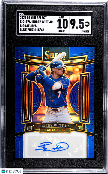 2024 Panini Select Bobby Witt JR. #SIG-BWJ Sigs. Blue Prizm SGC 9.5 Auto 10