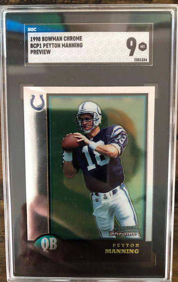 Peyton Manning 1998 bowman chrome preview sgc 9
