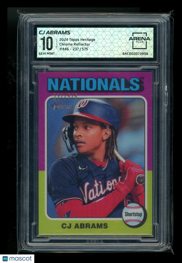 2024 Topps Heritage Chrome Refractor CJ Abrams #446 /575 Arena Club 10