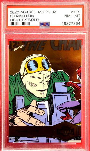  Marvel Metal Universe Spider-Man Chameleon GOLD SKYBOX 2022  #119 PSA 8
