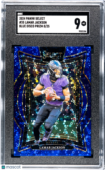 2024 Panini Select Lamar Jackson #35 Blue Disco Prizm SGC 9
