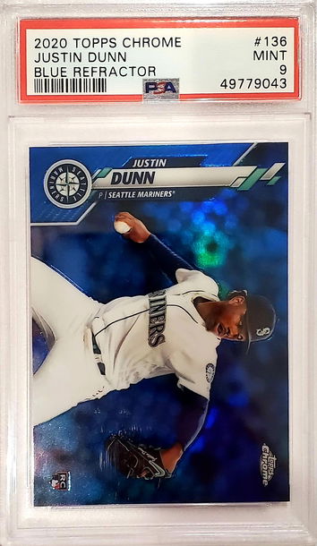 2020 Topps Chrome Justin Dunn Blue Refractor PSA 9