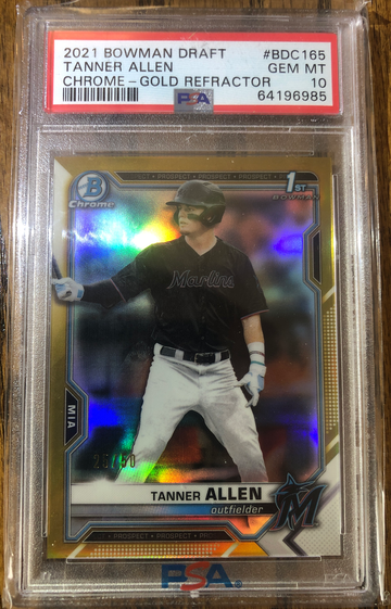 Tanner Allen 2021 Bowman Chrome Draft 1st Gold Refractor 25/50 PSA 10