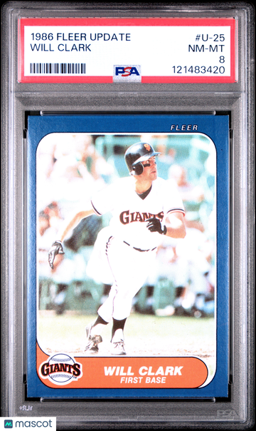 1986 Fleer Update Will Clark #U-25 PSA 8