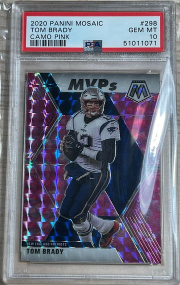 TOM BRADY 2020 Panini MOSAIC CAMO PINK Prizm MVP GEM MINT PSA 10