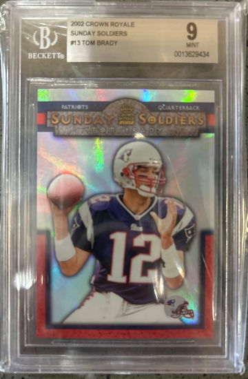 2002 Crown Royale Sunday Soldiers Tom Brady BGS 9