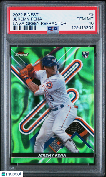 2022 Topps Finest Jeremy Pena #9 Lava Green Refractor PSA 10