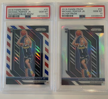(2) 2018 PRIZM MICHAEL PORTER JR. PSA 10
