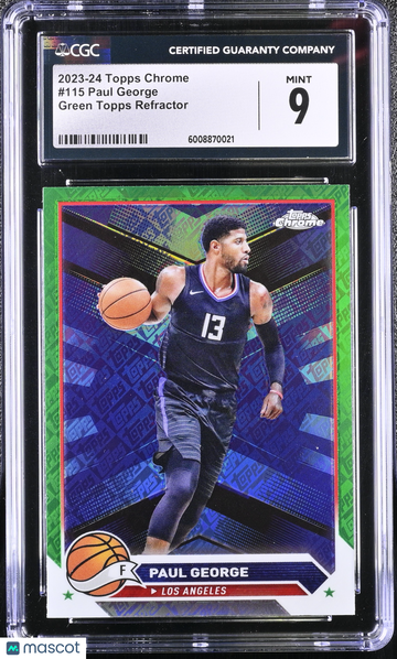2023-24 Topps Chrome Paul George #115 Green Topps Refractor CGC 9
