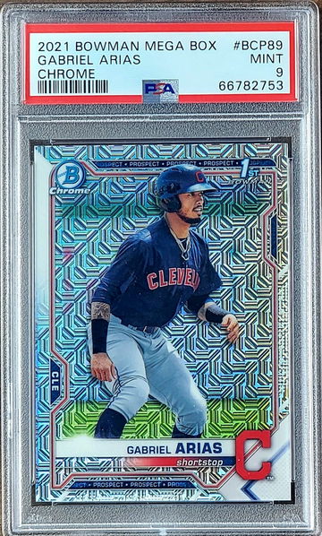 2021 GABRIEL ARIAS Bowman Chrome 1st Mega Box MOJO REFRACTOR PSA 9 Rookie RC #BCP89