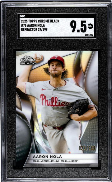 2025 Topps Chrome Black #76 Aaron Nola Refractor /199 SGC 9.5