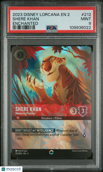 2023 Disney Lorcana EN 2-Rise Of The Floodborn Shere Khan Enchanted PSA 9 #212
